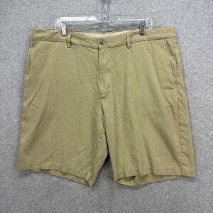 Tommy Bahama Shorts Mens 42 Tan Khaki Silk Flat Front Chino Golf‎ Beach Preppy